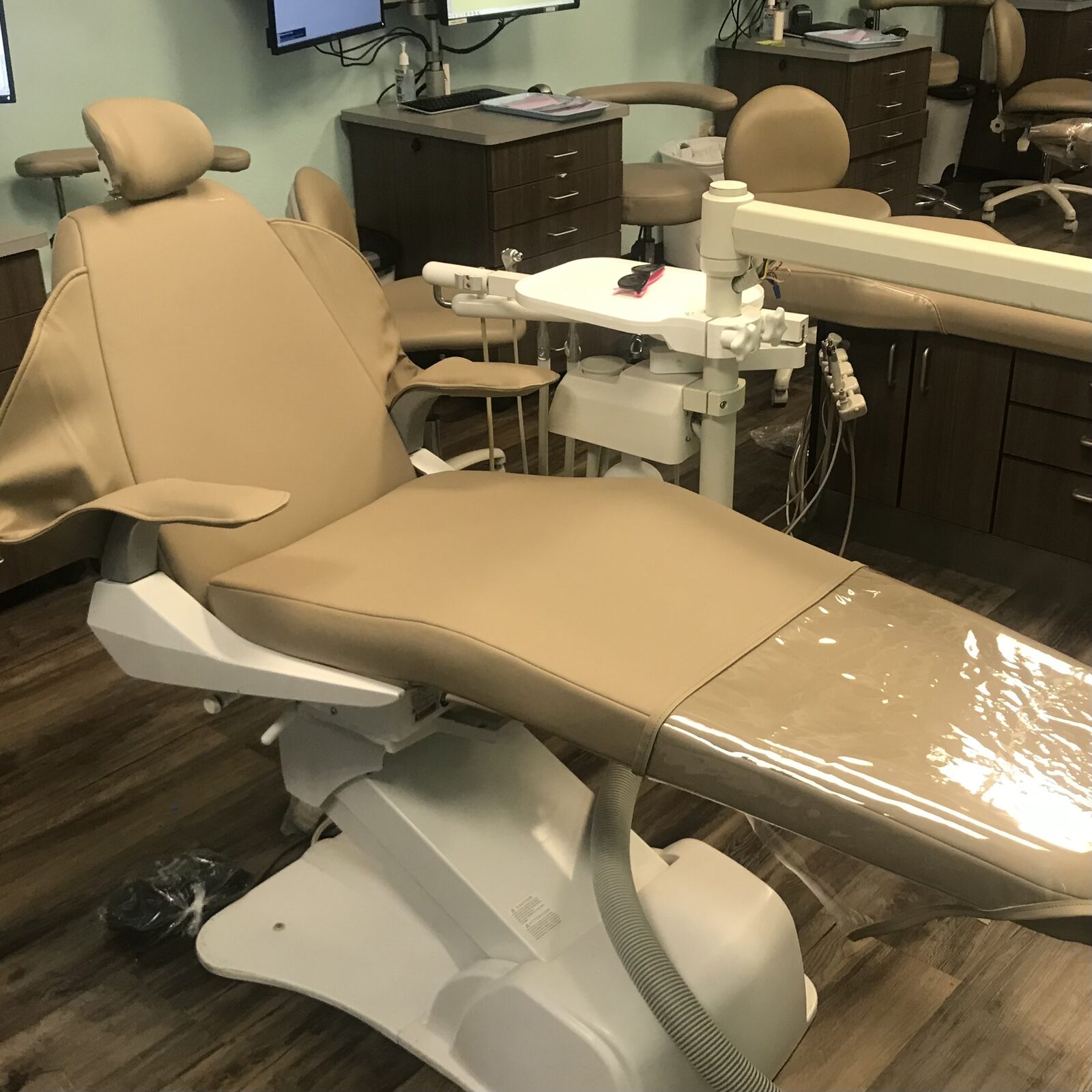 Restored dental chair upholstery